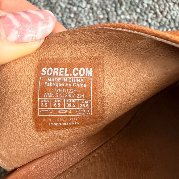 Sorel Brown Tan slip on peep toe Classy Wedge Sandals size 8.5 - Picture 6 of 8